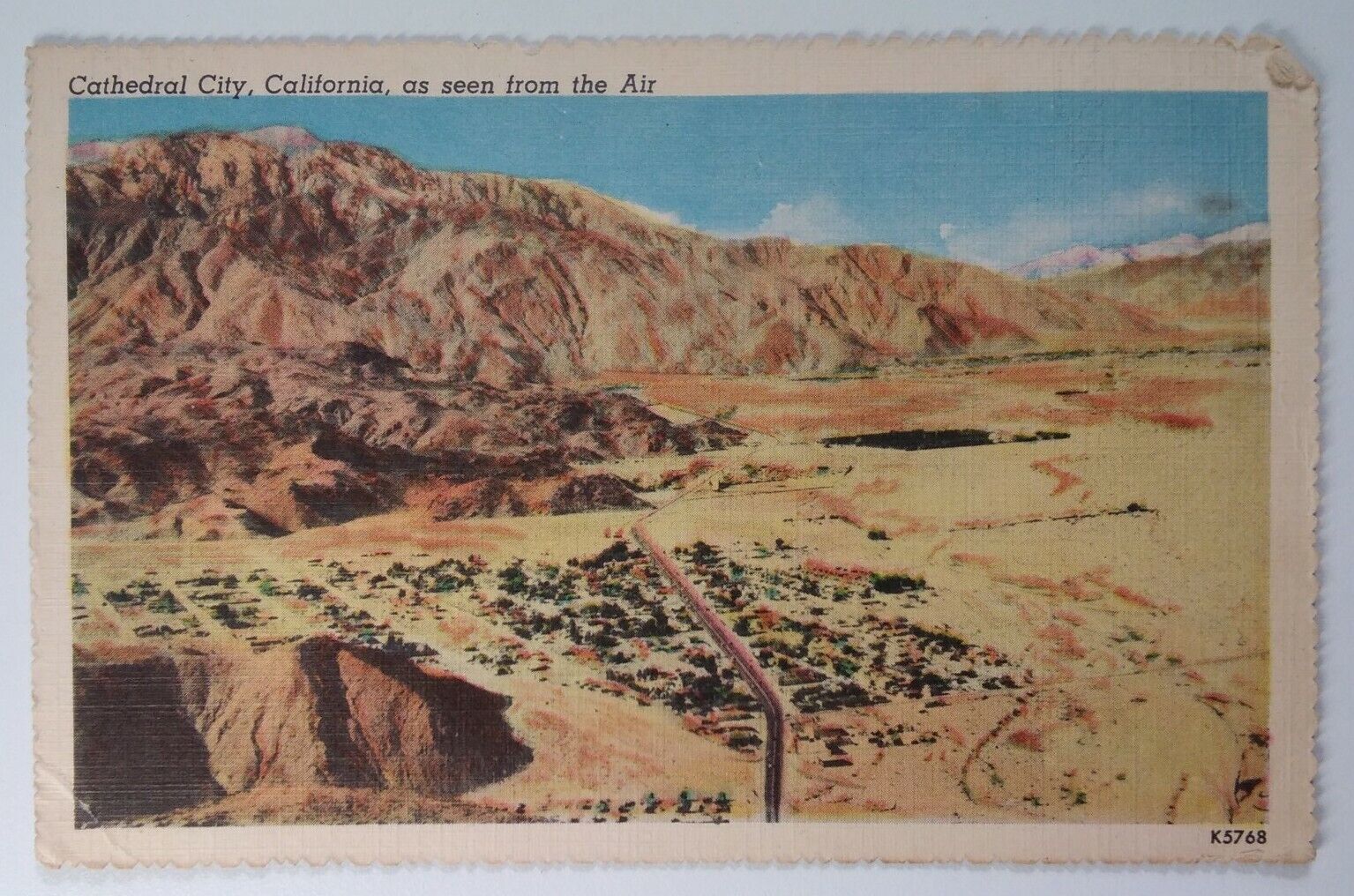 California Postcard 1956 Original RARE Cathedral City Desert San Jacinto Mtn
