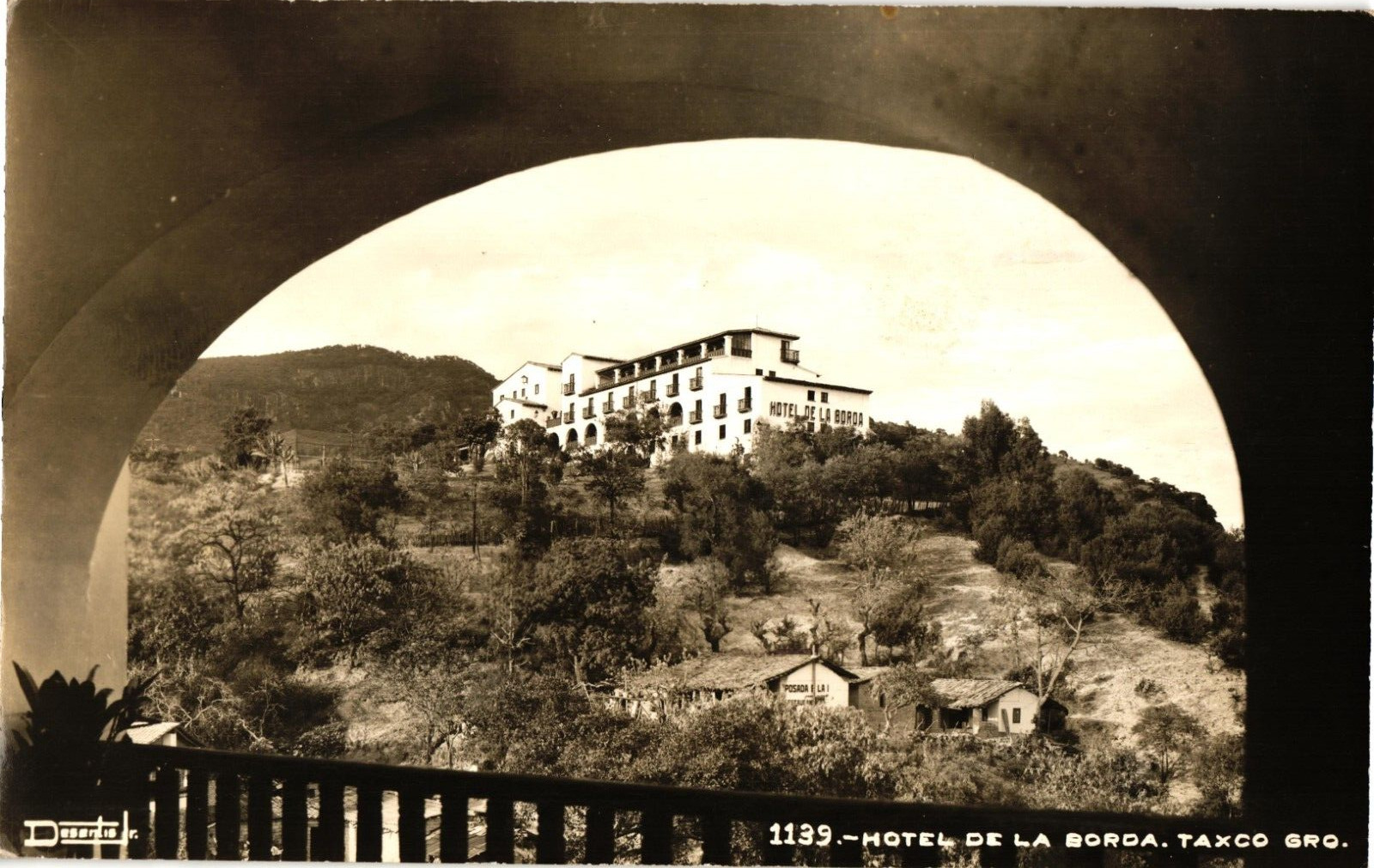 Hotel de la Borda Taxco Mexico RPPC Real Photo Unposted Postcard 1941