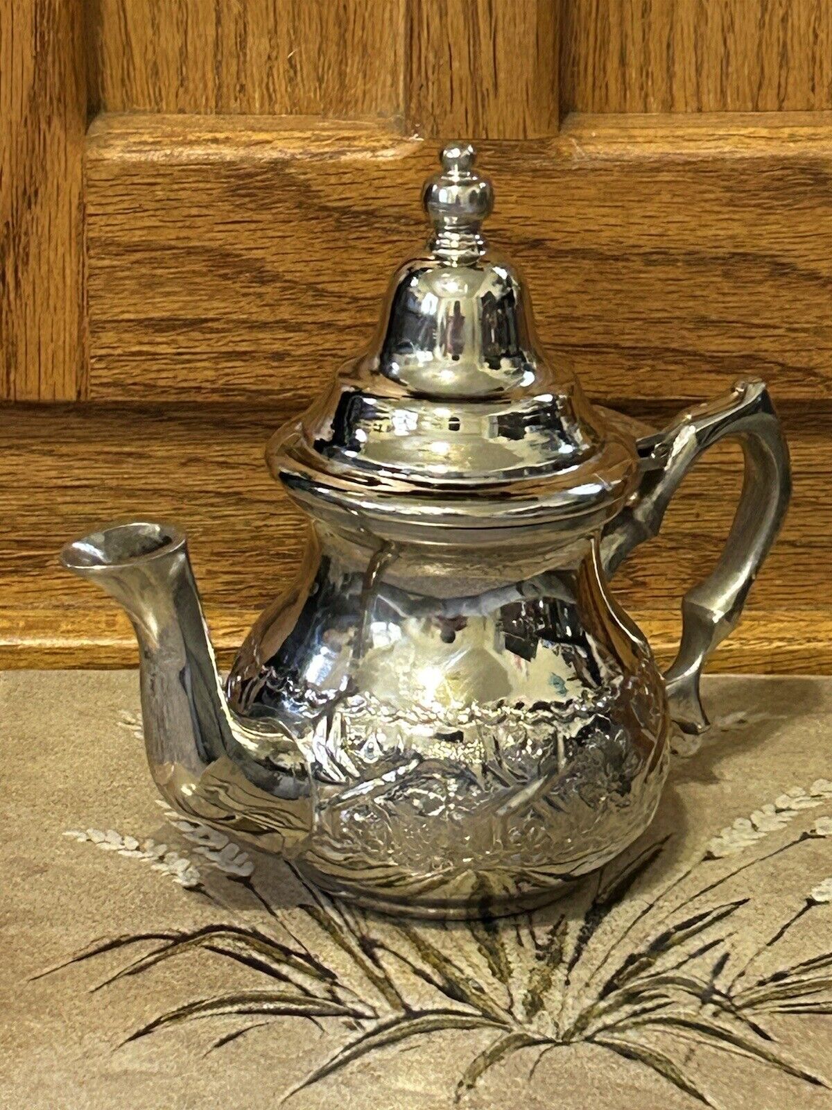 Vintage Styled, Handmade, Silver Plated, Small, Moroccan Style 8 oz Teapot