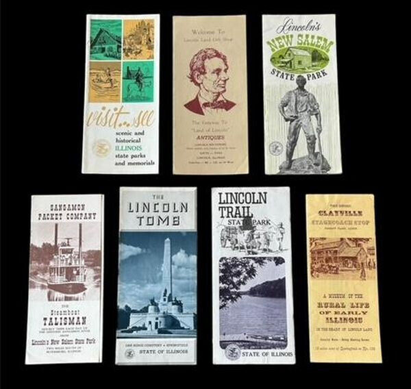 Vintage Illinois Lincoln Brochures Pamphlets Tomb Trail Steamboat Museum Park