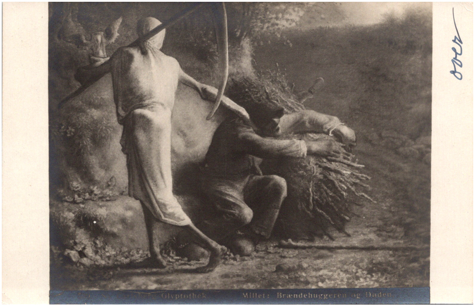 Death And The Woodcutter by Jean-Francois Millet 1900s French Art RPPC Postcard