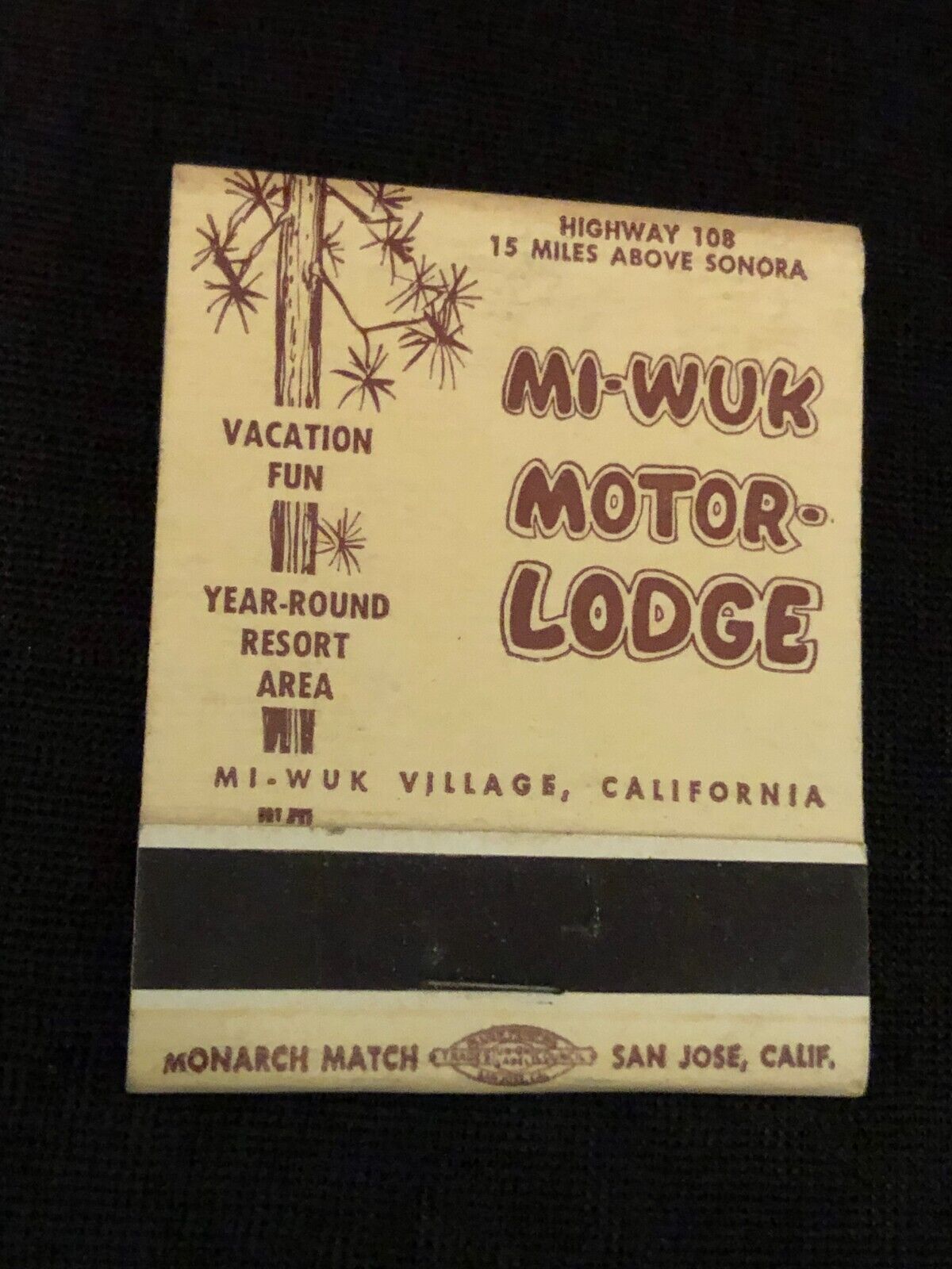 Matchbook FULL vintage MI-WUK Motor Lodge  Ca