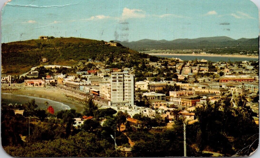 Mazatlan Sinaloa Mexico Olas Altas North Beach Aerial View 1965 Vintage Postcard