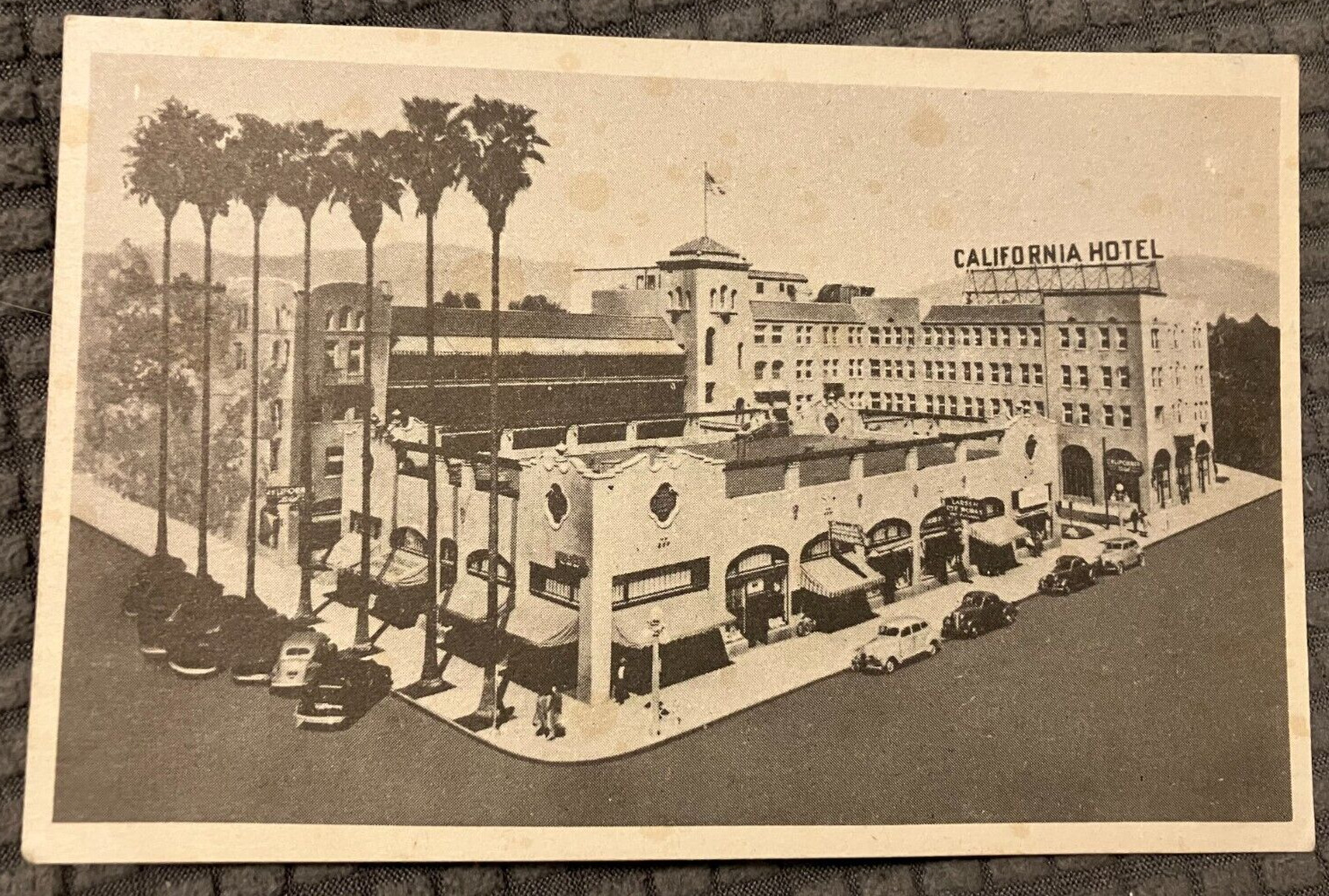 Antique Divided Postcard - California Hotel in San Bernardino - Classic Cars
