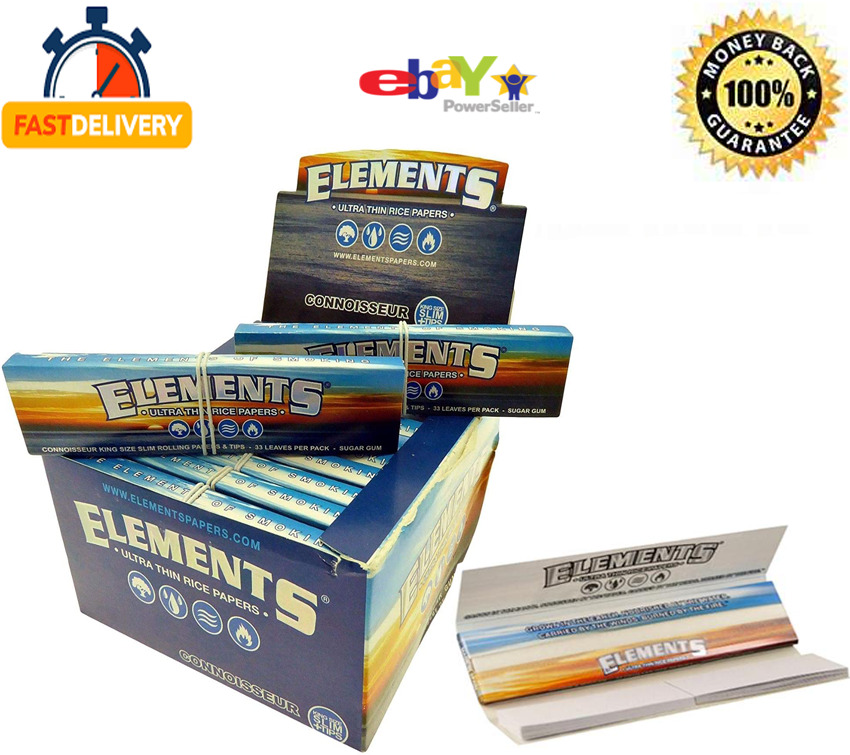  Elements Connoisseur King Size Slim Cigarette Rolling Papers + Tips Roach