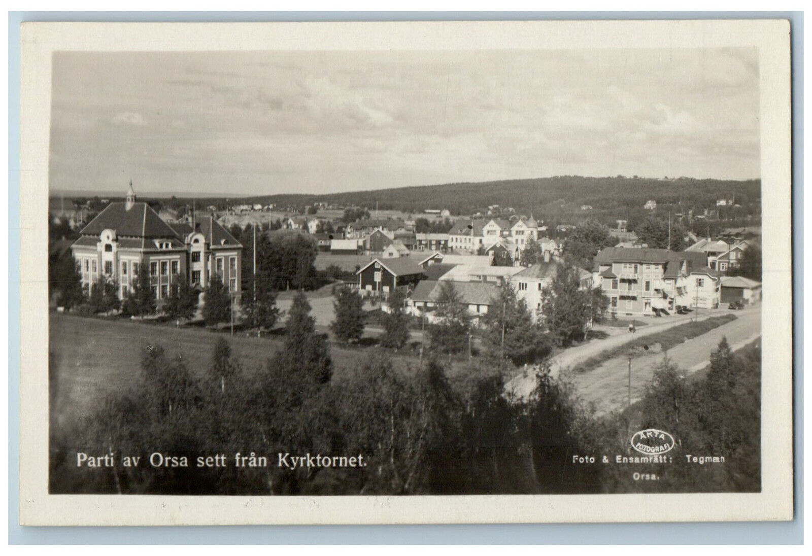 Dalarna Co. Sweden RPPC Photo Postcard Part Of Orsa From The Church Tower c1930s