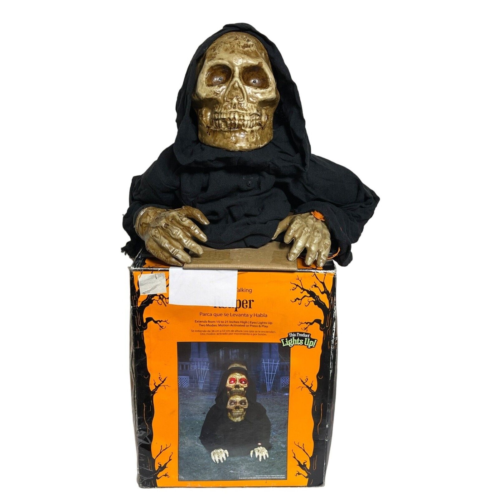 Rising & Talking Reaper Lights Up Halloween Prop Skeleton Skull Monster