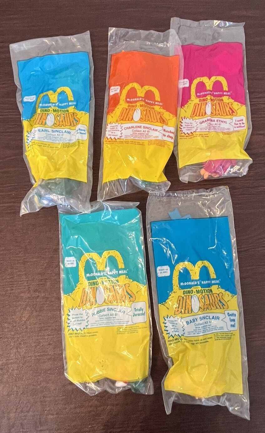 DINOSAURS DINO-MOTION LOT - 5 Out Of 6 sealed McDonald\'s HAPPY MEAL toys