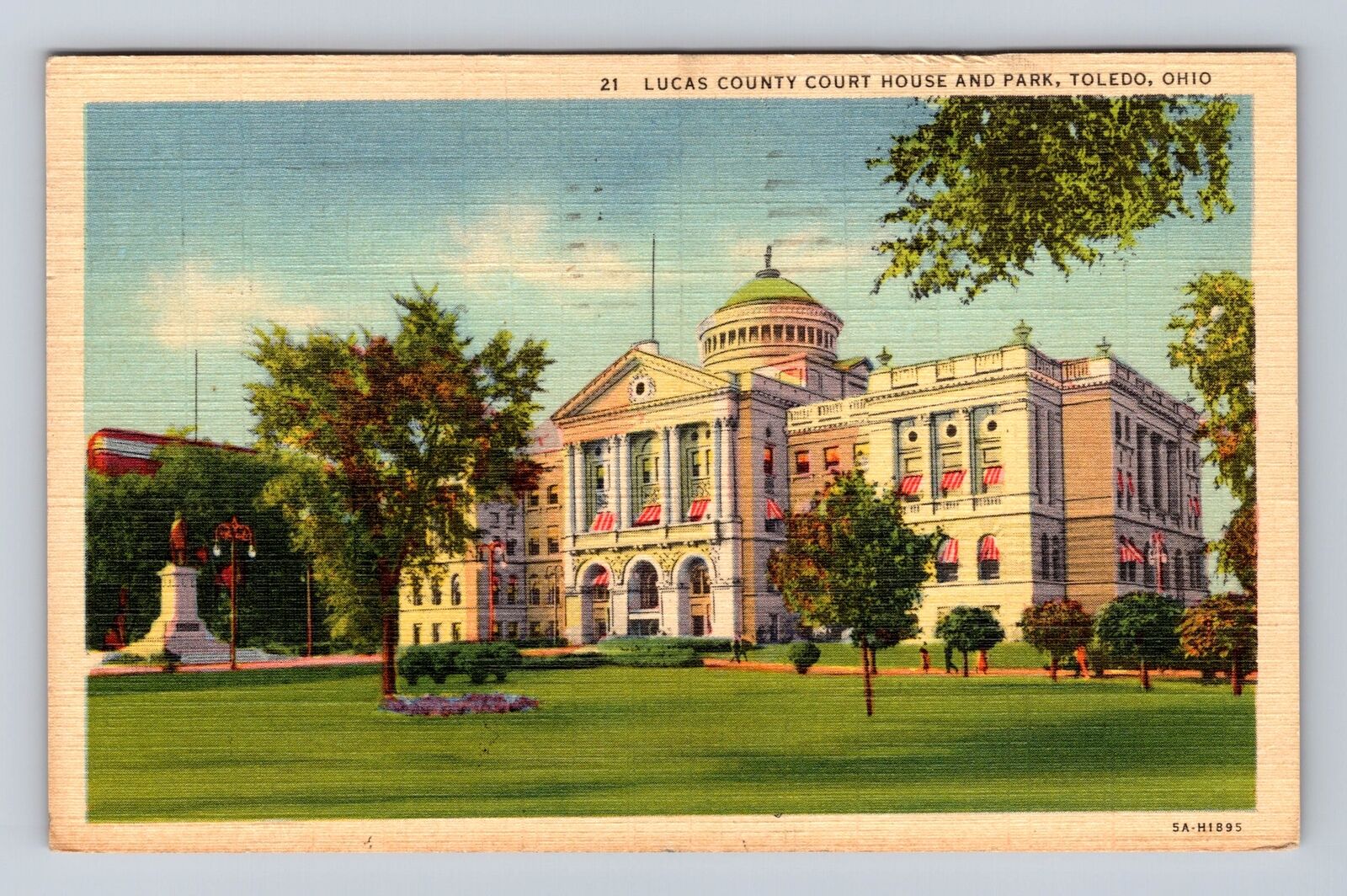 Toledo OH-Ohio, Lucas County Court House And Park, Vintage c1951 Postcard