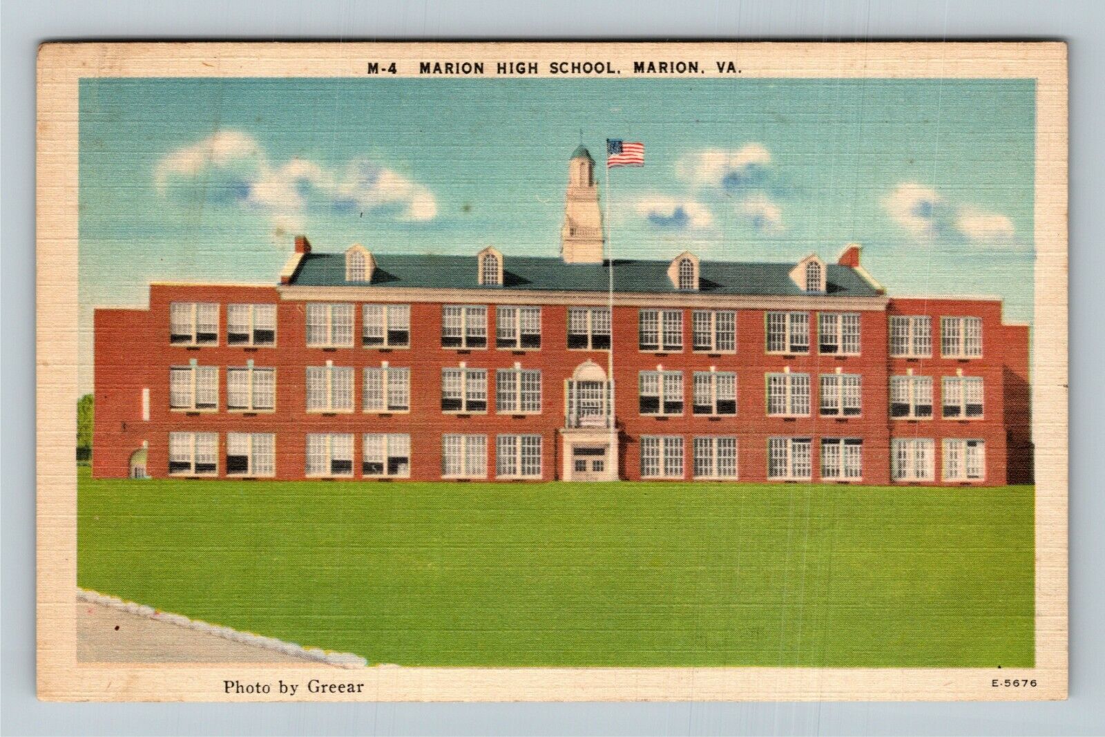 Marion VA-Virginia, Marion High School, Exterior, Vintage Postcard