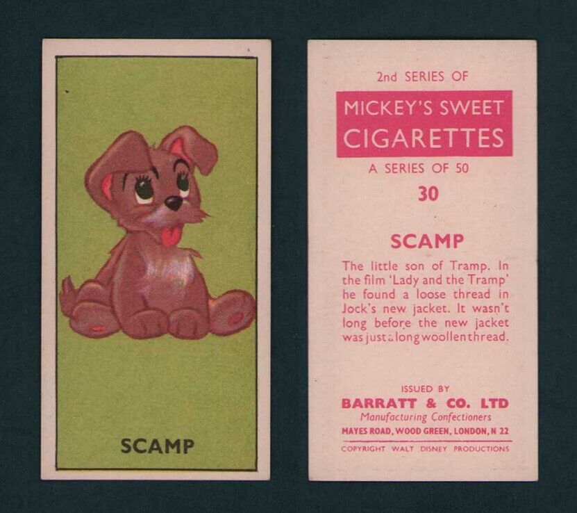 1957 Barratt & Co. Ltd UK Disney Characters 2nd Series #30 SCAMP