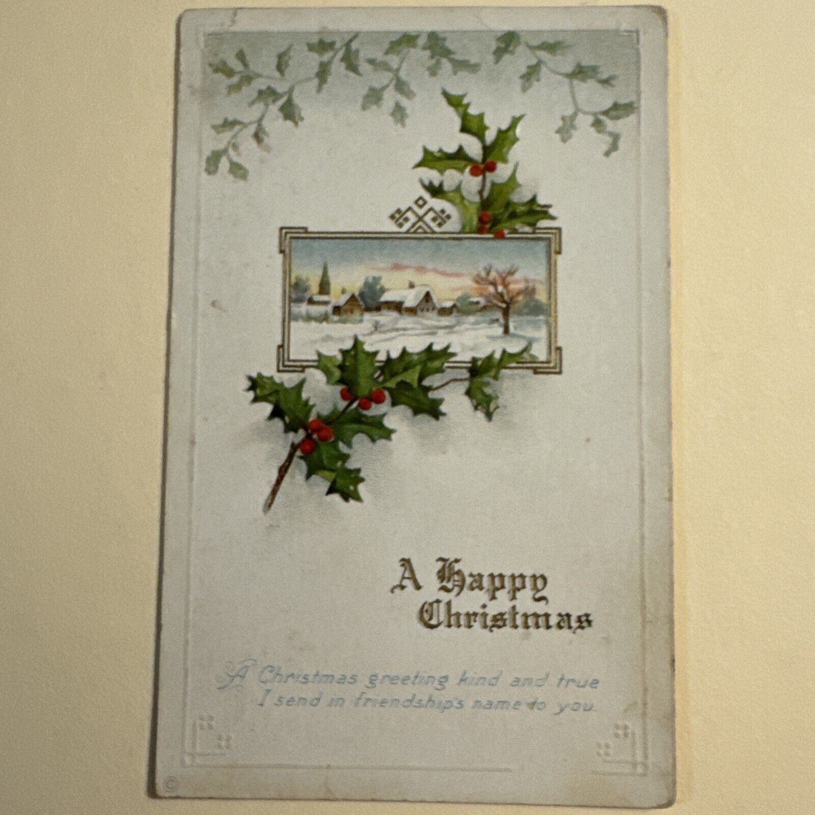 Vintage Postcard A Happy Christmas Greetings To A Friend c1910s Unposted