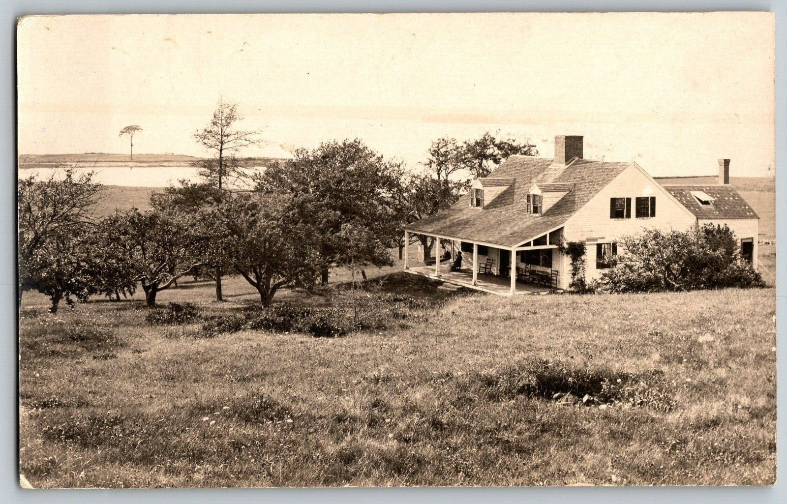 RPPC Real Photo Postcard - House & View of Bay - Unposted