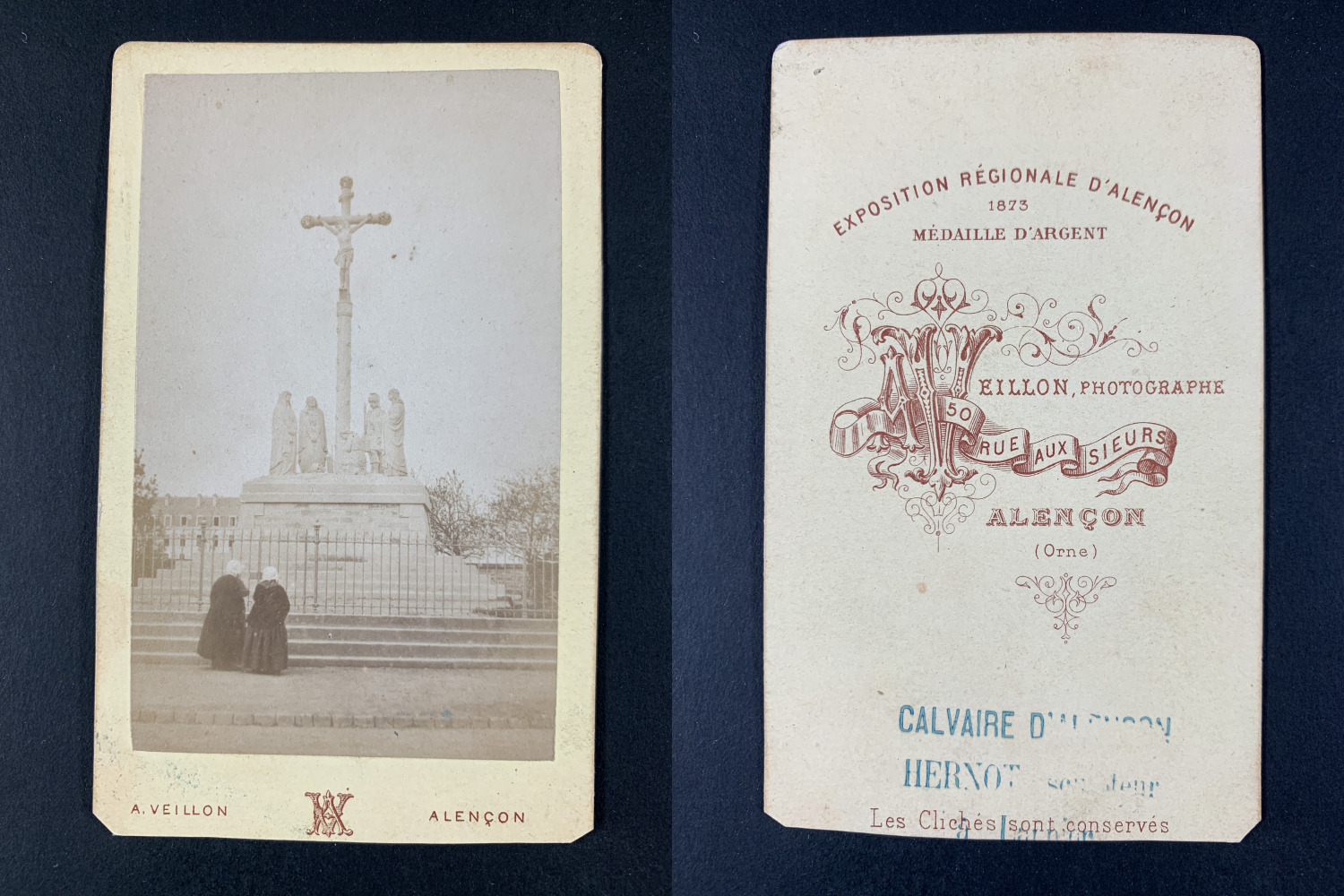 Veillon, France, Alençon, Calvaire vintage cdv albumen print CDV, album print
