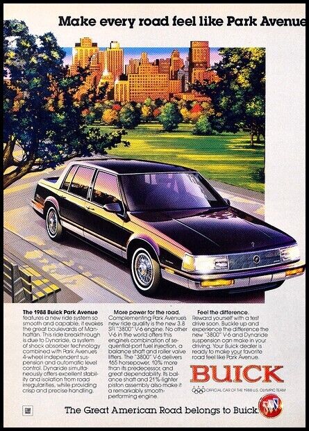 1988 Buick Park Avenue Original Advertisement Print Car Art Ad J8