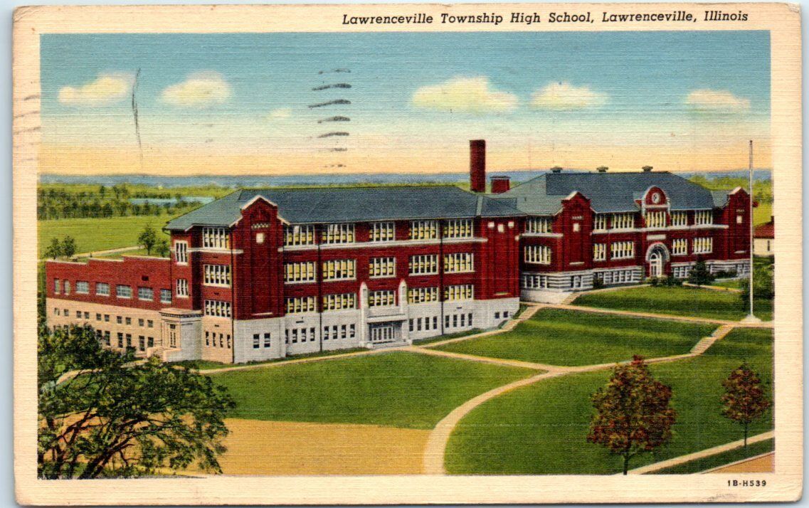 Postcard - Lawrenceville Township High School, Lawrenceville, Illinois