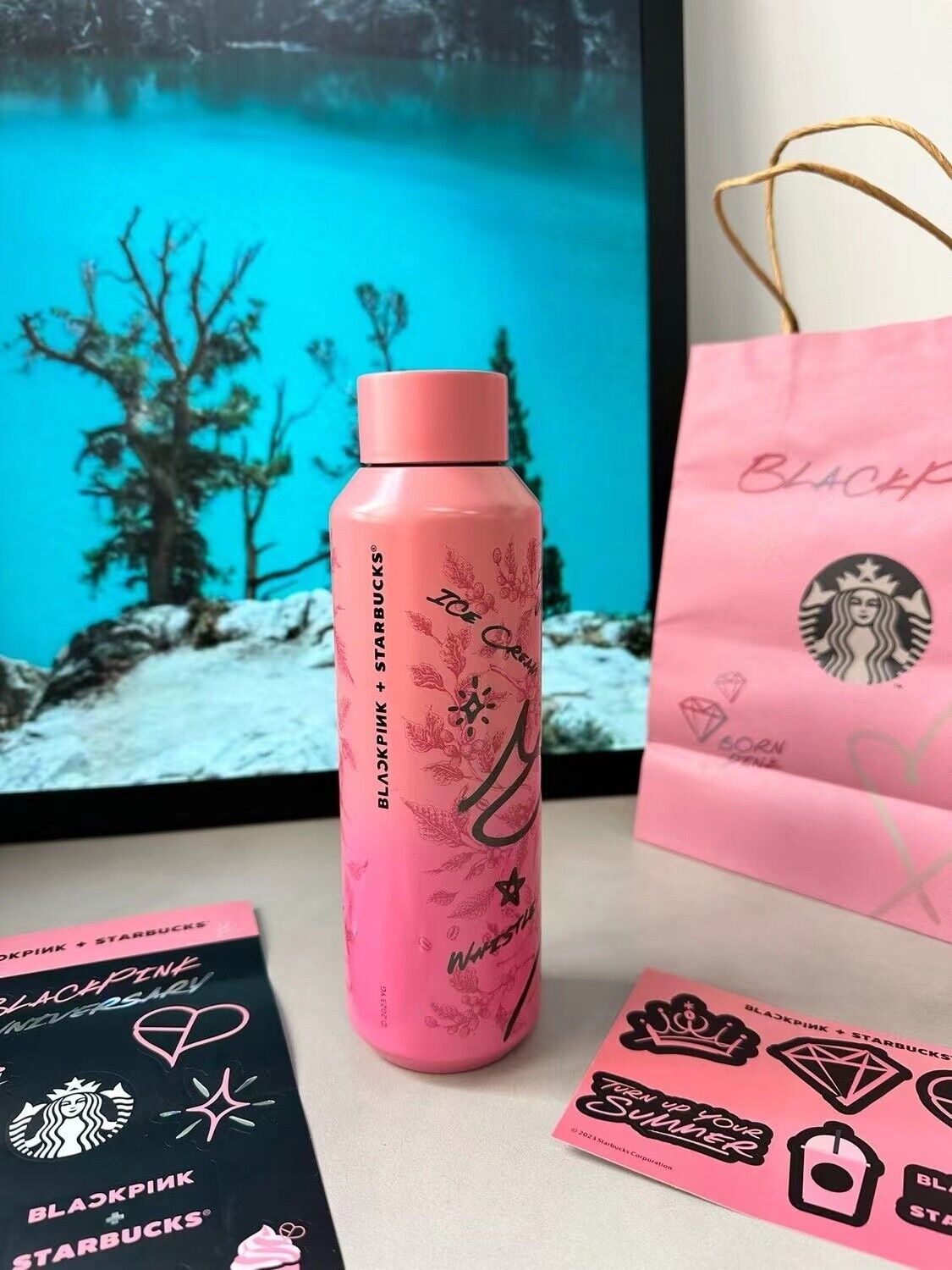 New Blackpink x Starbucks Stainless Steel Vacuum Cup Thermos with Gift Box 20oz