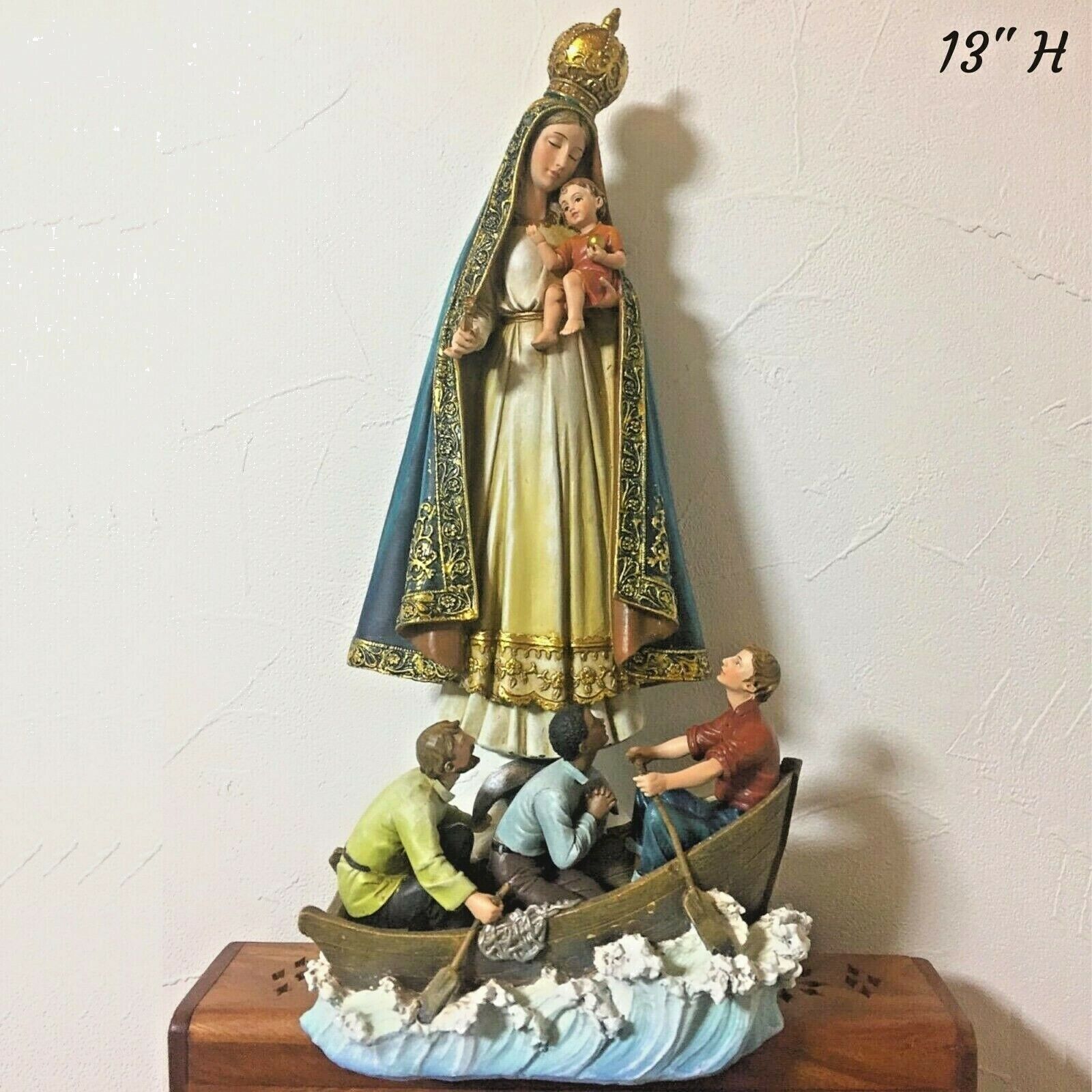 Virgen de la Caridad del Cobre Statue Our Lady of Charity w/ Child Jesus Figure