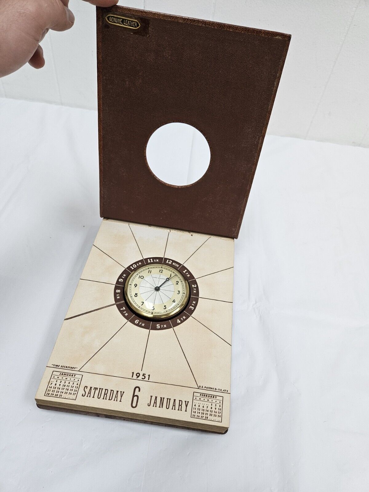 1951 Park Sherman Time Secretary Desk Clock Calendar ~ USA ~ Jan-6th / June 30