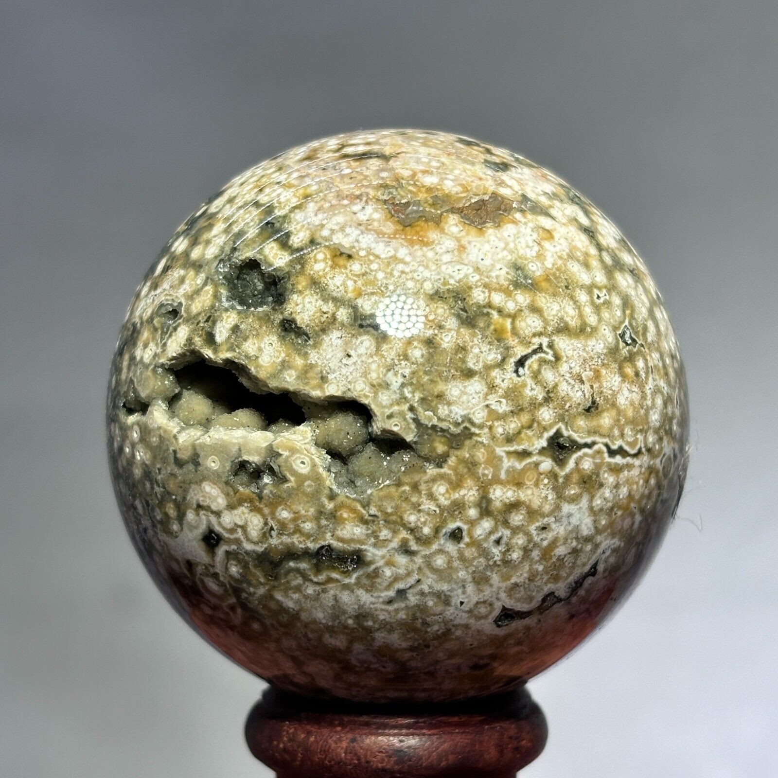 TopNatural Ocean Jasper Sphere Quartz Crystal Ball Specimen Energy Stone