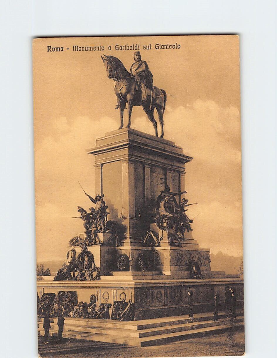 Postcard Giuseppe Garibaldi Monument Rome Italy
