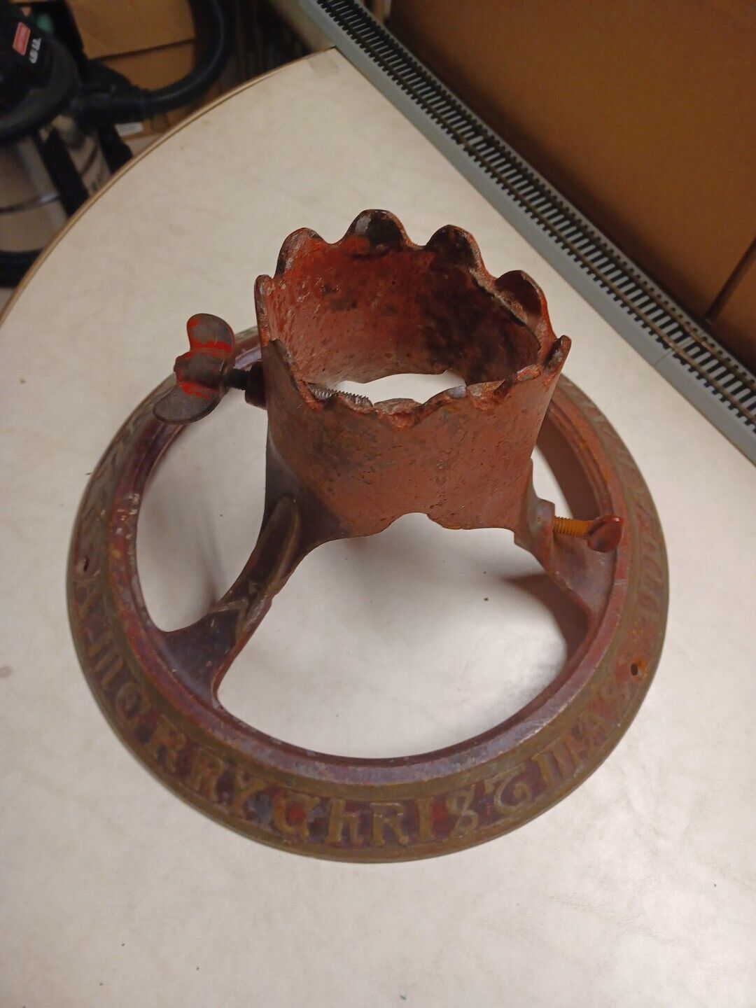 Antique Christmas Tree Stand Merry Christmas, Happy New Year 