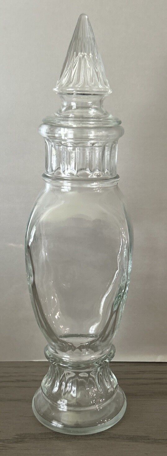 Vintage Wheaton Apothecary Jar Clear Glass With Lid 12.5” Tall Excellent