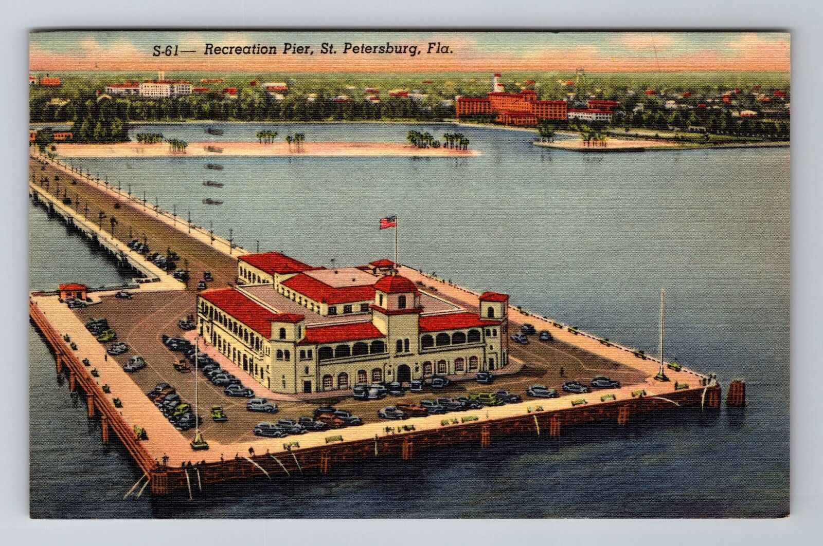 St. Petersburg FL-Florida, Recreation Pier, Tampa Bay, Vintage c1948 Postcard