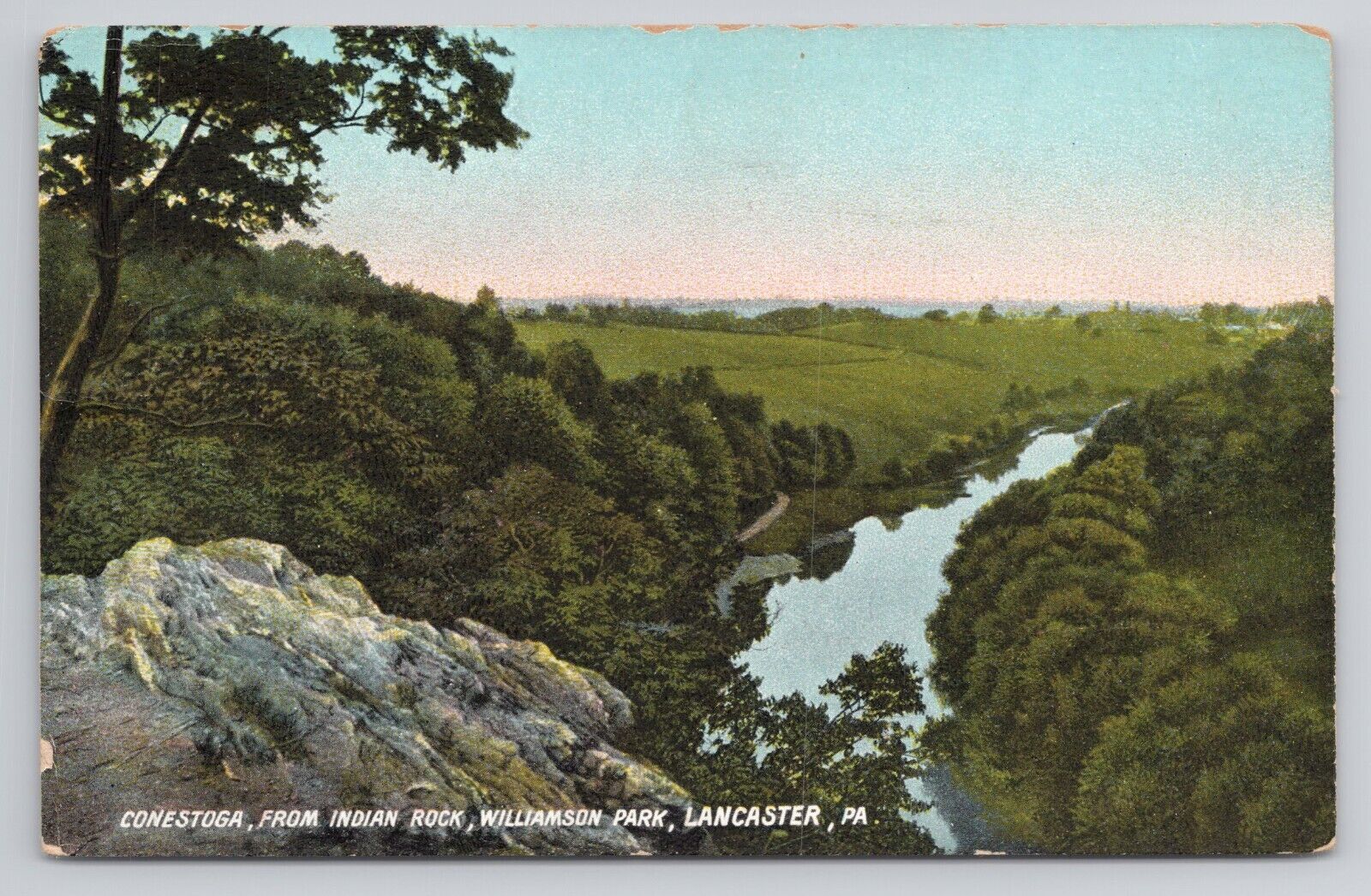 Conestoga from Indian Rock, Williamson Park Lancaster Pennsylvania 1913 Postcard