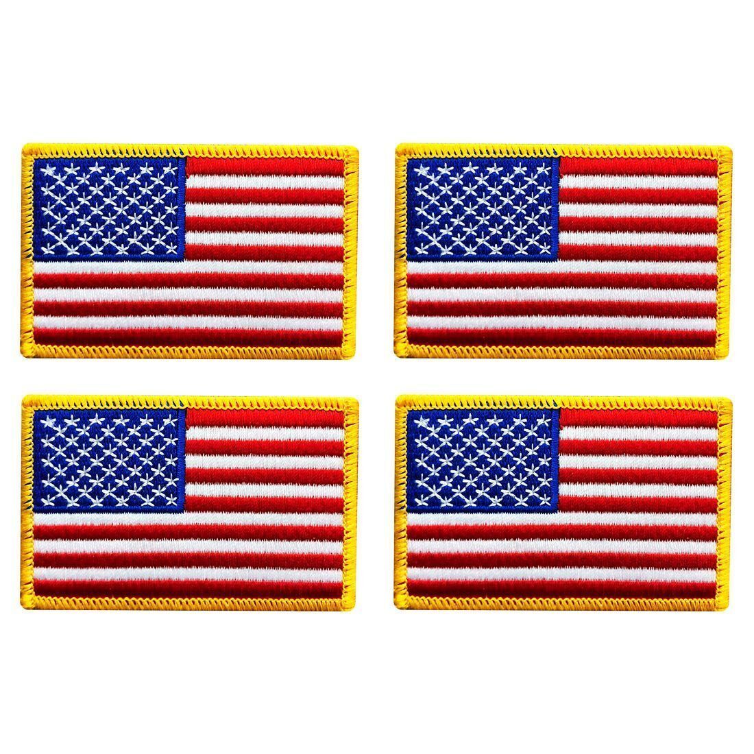 4PC USA American Flag Embroidered Patch (Iron on sew on - 3.0 X 2.0)