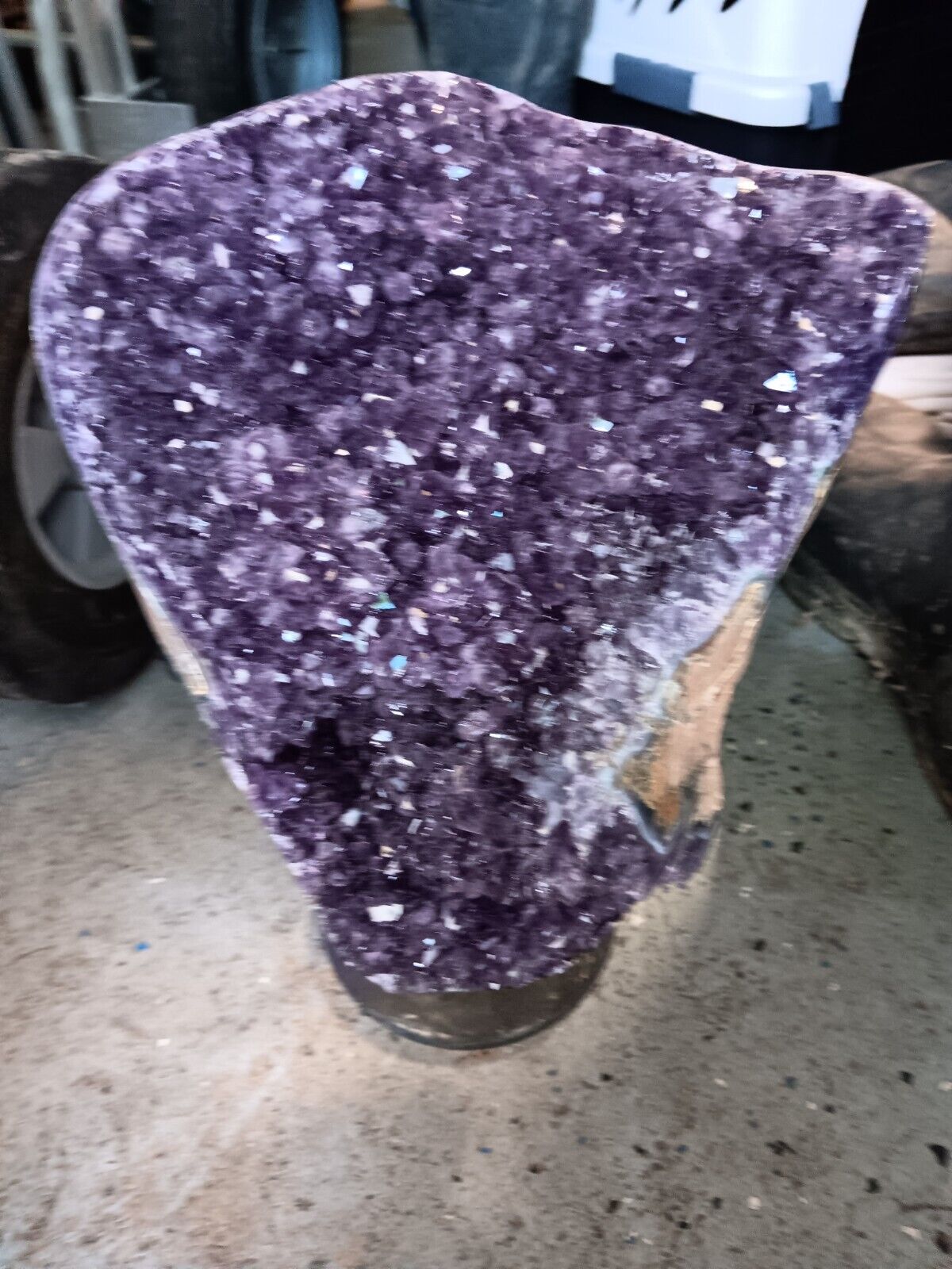 High Grade Purple Uruguayan Amethyst Specimen on Metal Base