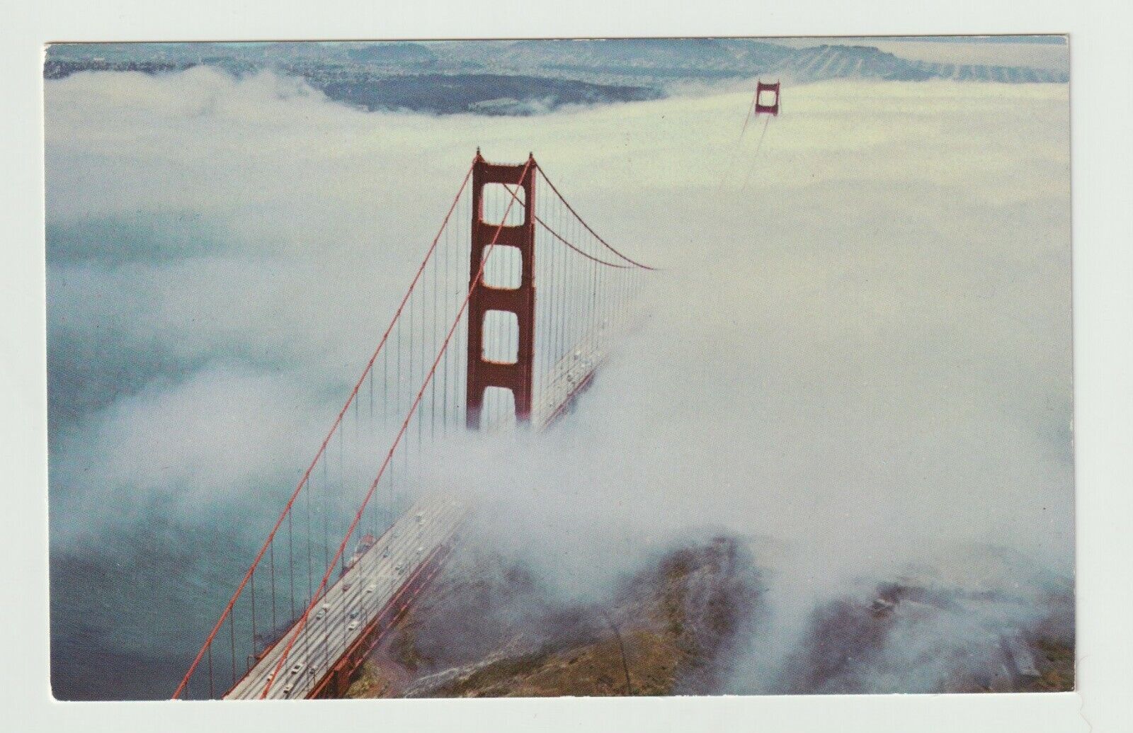 Vintage Unposted Postcard Chrome Golden Gate in The Fog California 
