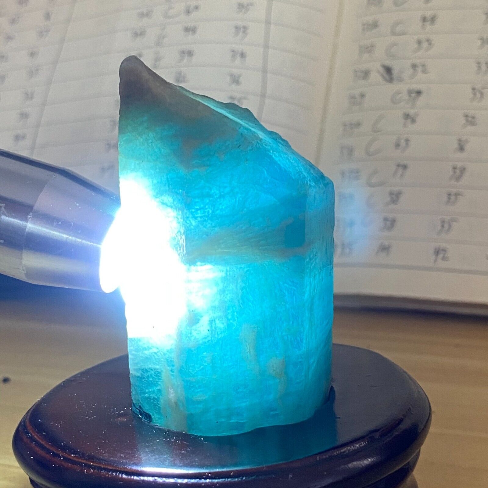 355g Beautiful Ocean Blue Aquamarine Beryl Crystal Prism Rough Gemstone Specimen
