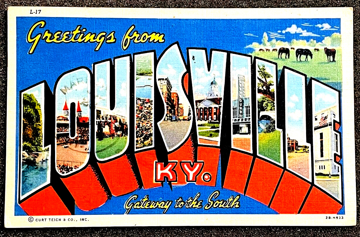 Louisville KY 1953 Vintage Linen Postcards Unique Collectible Kentucky Postcard