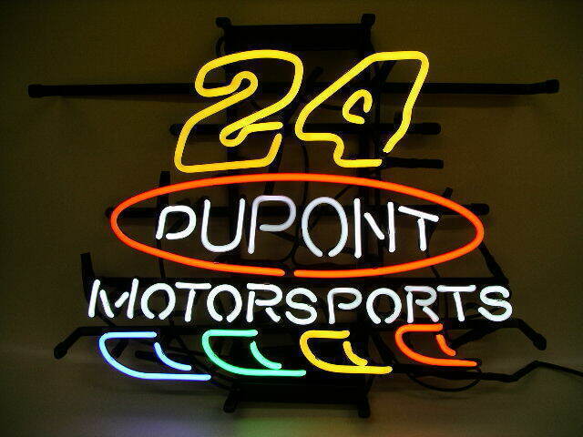 New #24 JEFF GORDON DUPONT Motor Sports Neon Sign 24x20 Lamp Poster Real Glass
