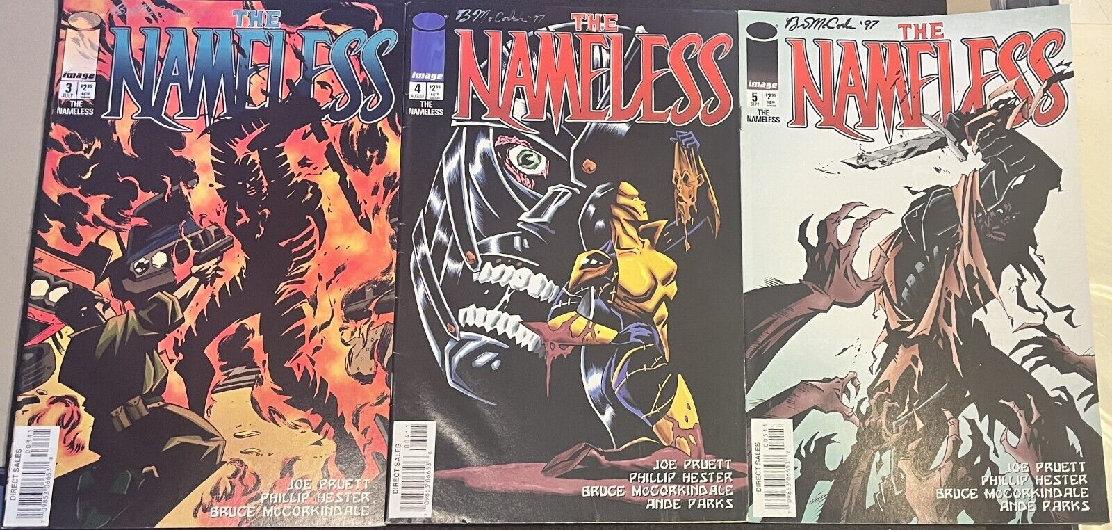 The Nameless #3, 4 & 5 IMAGE COMICS 1997 All 3 Signed by Bruce McCorkindale VG