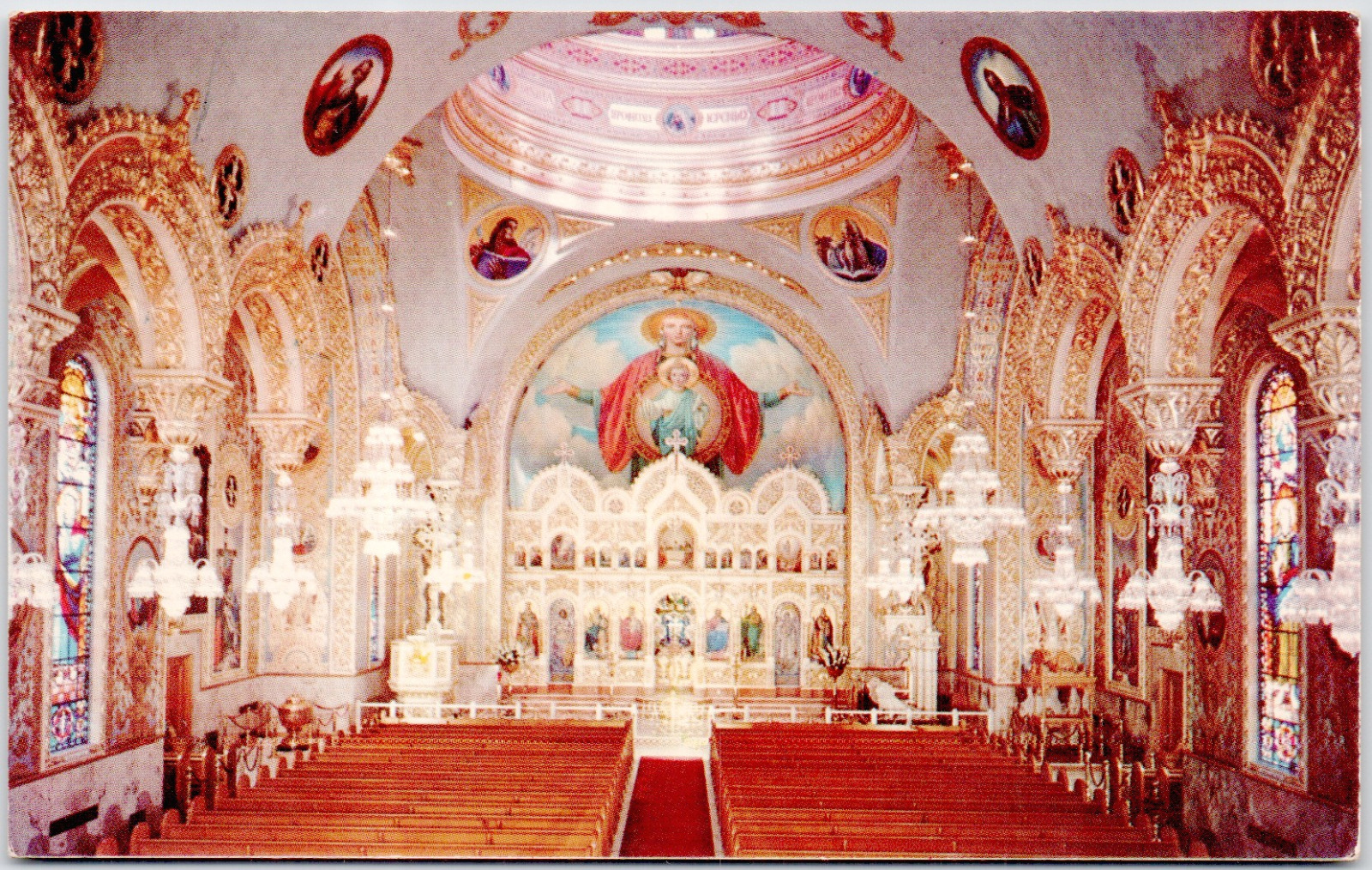 Saint Sophia Greek Orthodox Church Los Angeles California Interior VTG Postcard