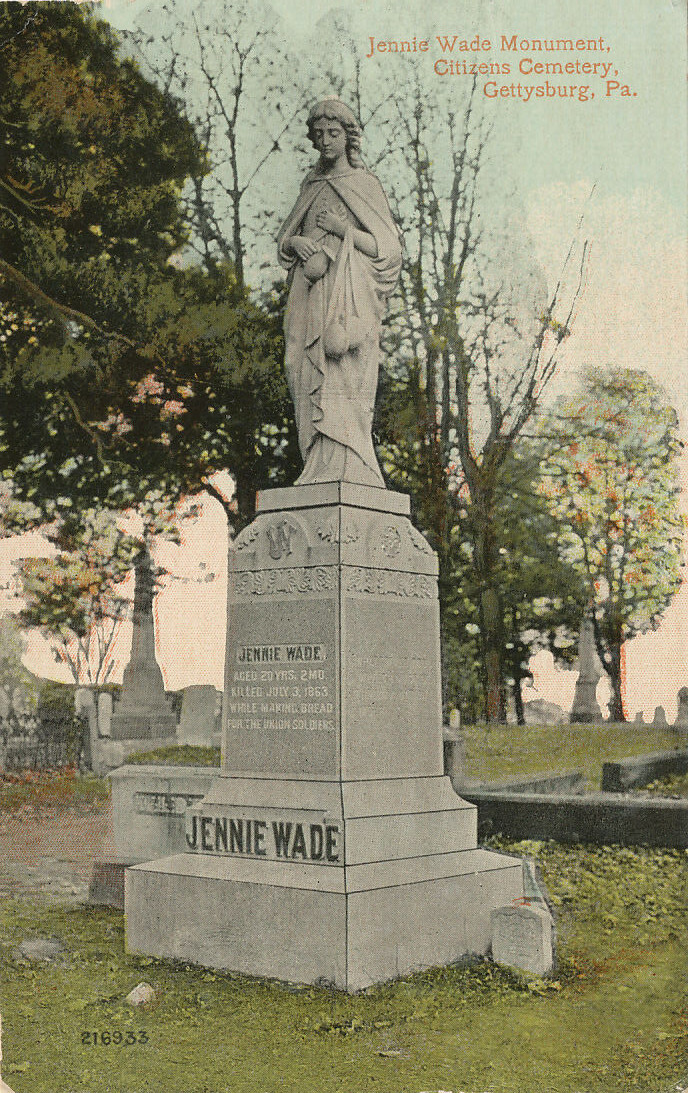 Gettysburg PA * Jennie Wade Monument  Citizens Cemetery  ca. 1908