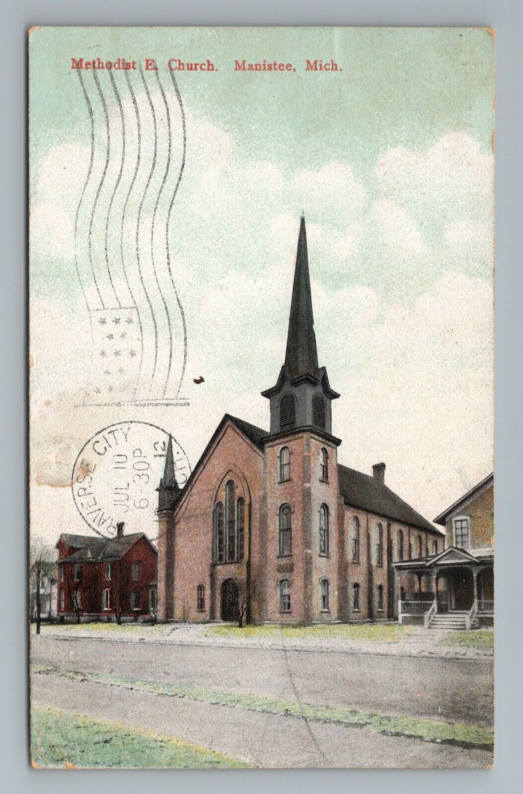 Methodist E. Church, Manistee, Michigan Postcard