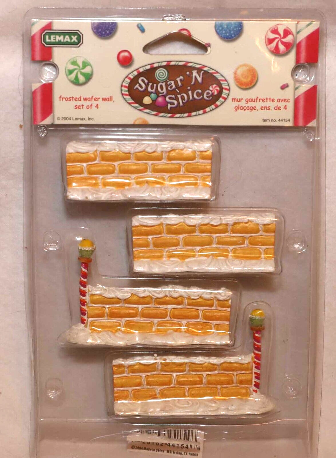 LEMAX SUGAR N SPICE FROSTED WAFER WALL SET OF 4 ACCESSORIES 44154 CHRISTMAS
