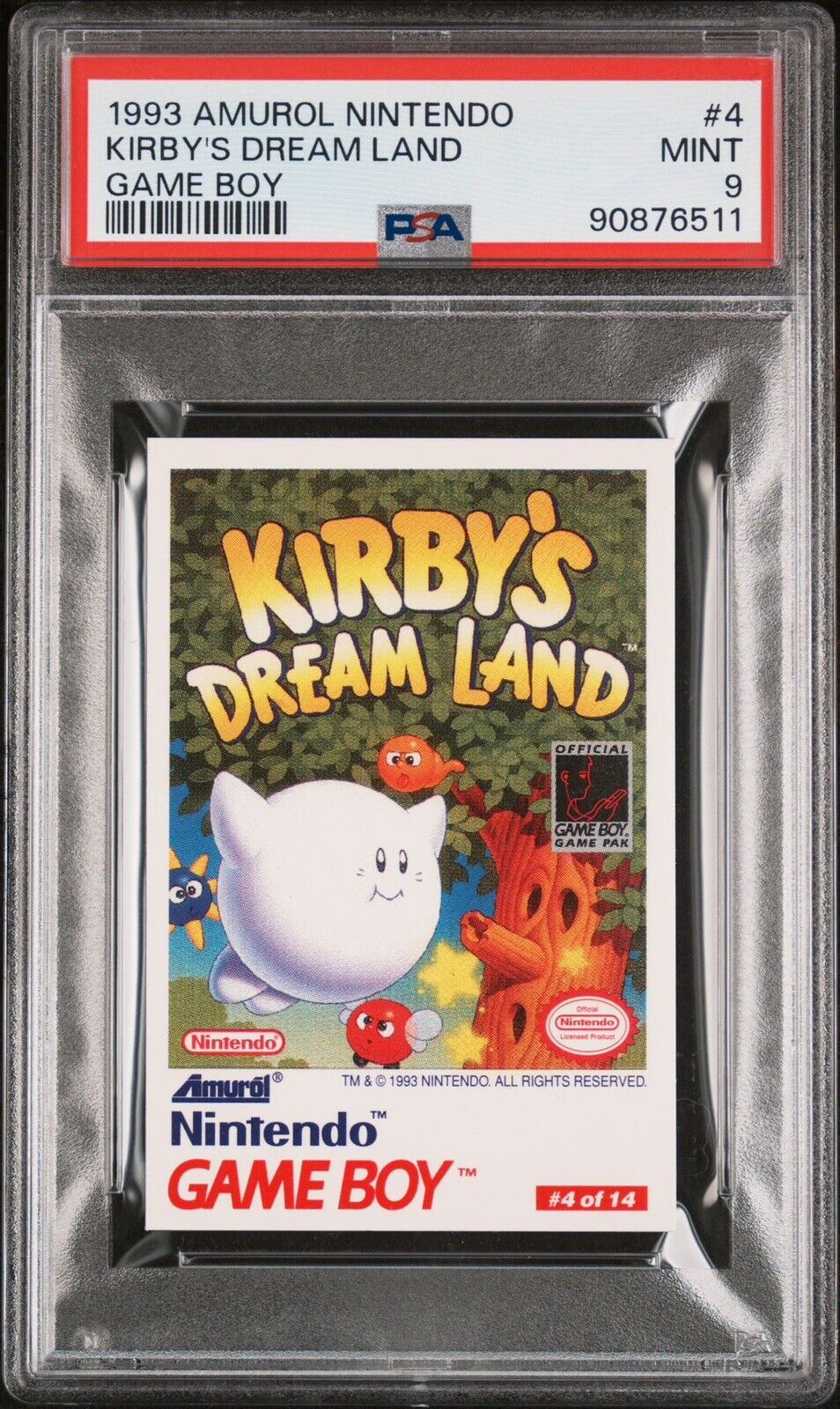 1993 Amurol Nintendo Game Boy Kirby’s Dreamland #4 PSA 9 MINT