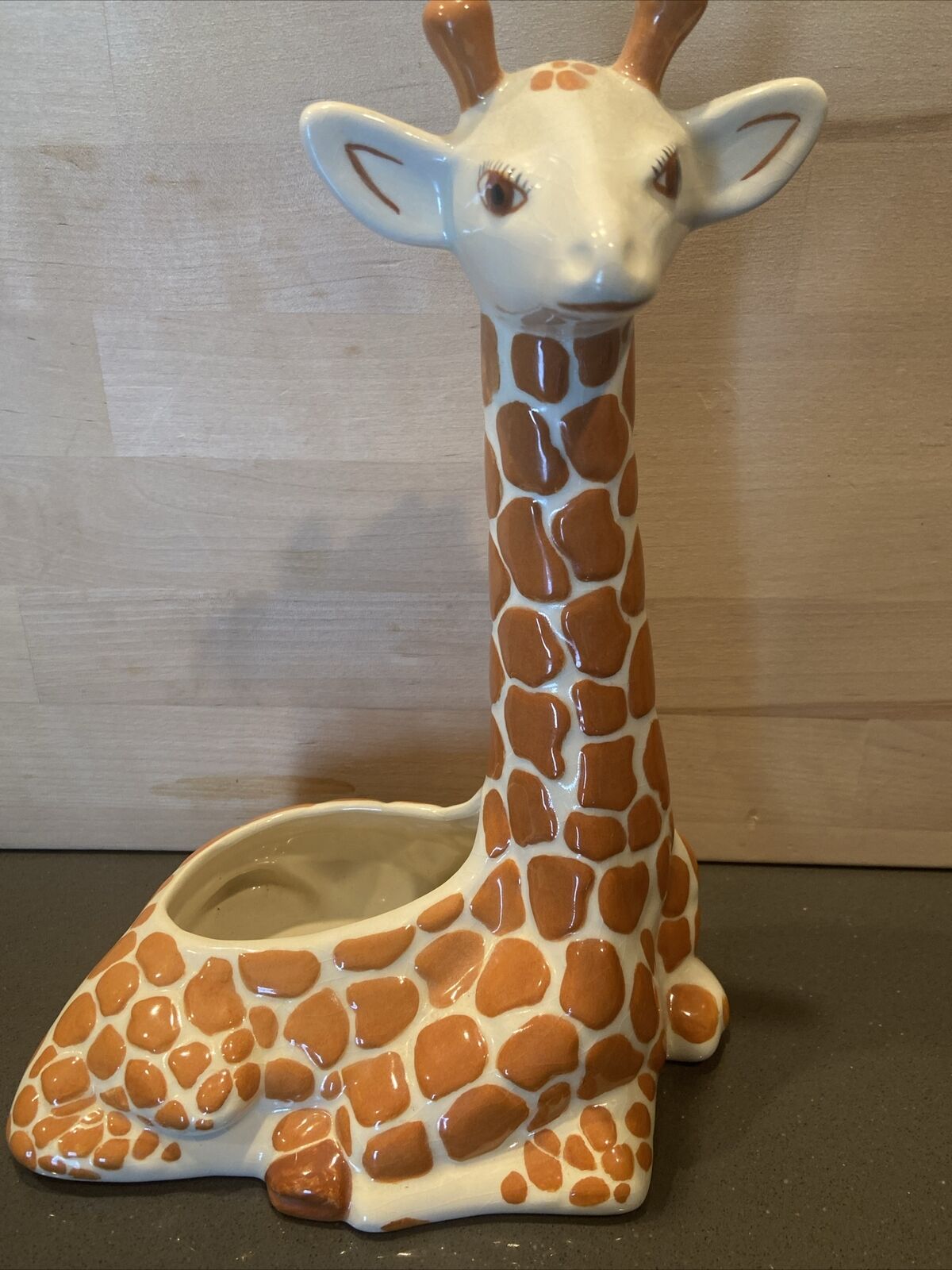 Vintage Ceramic Giraffe Planter Pot Decor Kitch