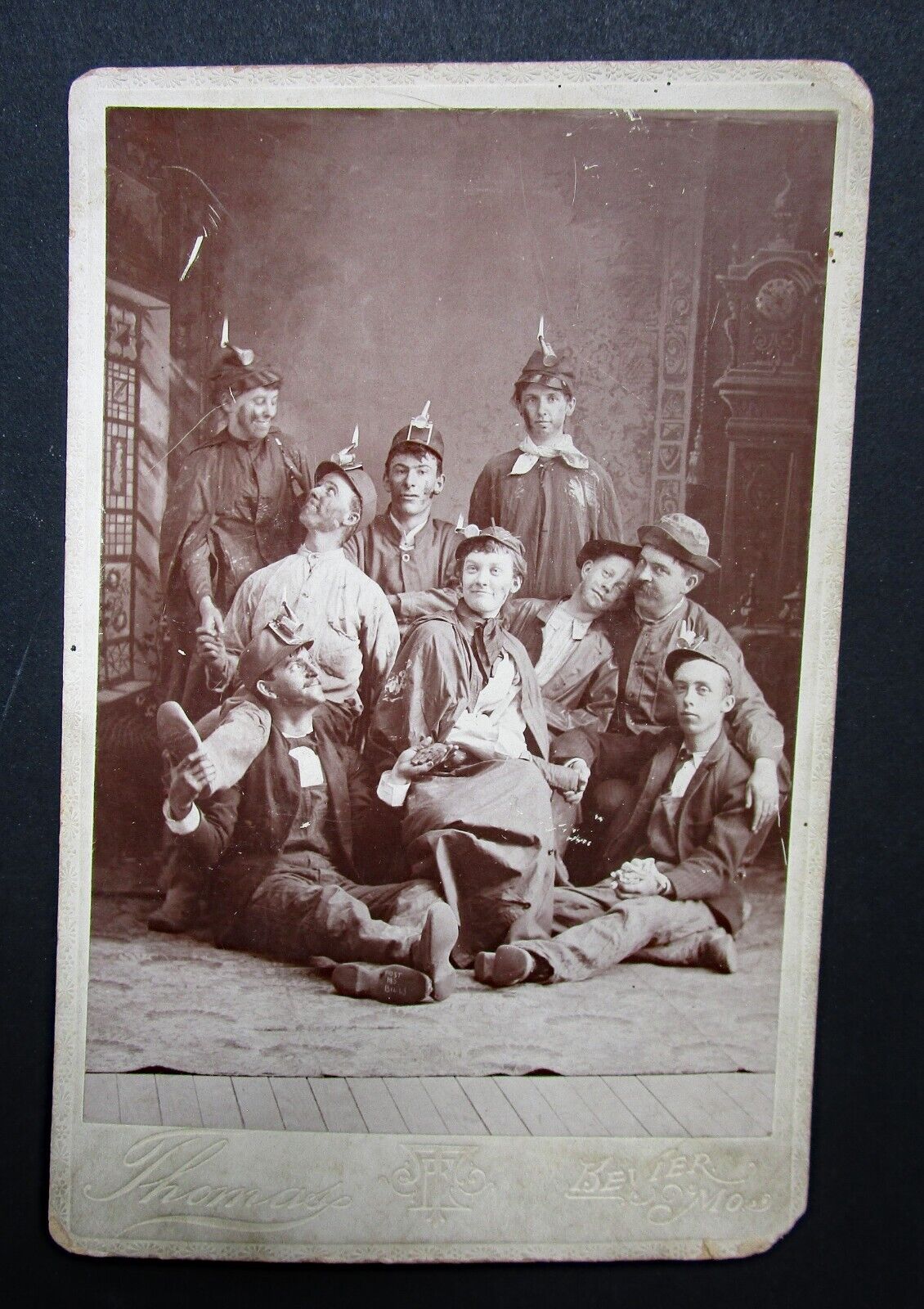 1893 Cabinet Card Photo of Mining Party at Bevier MO