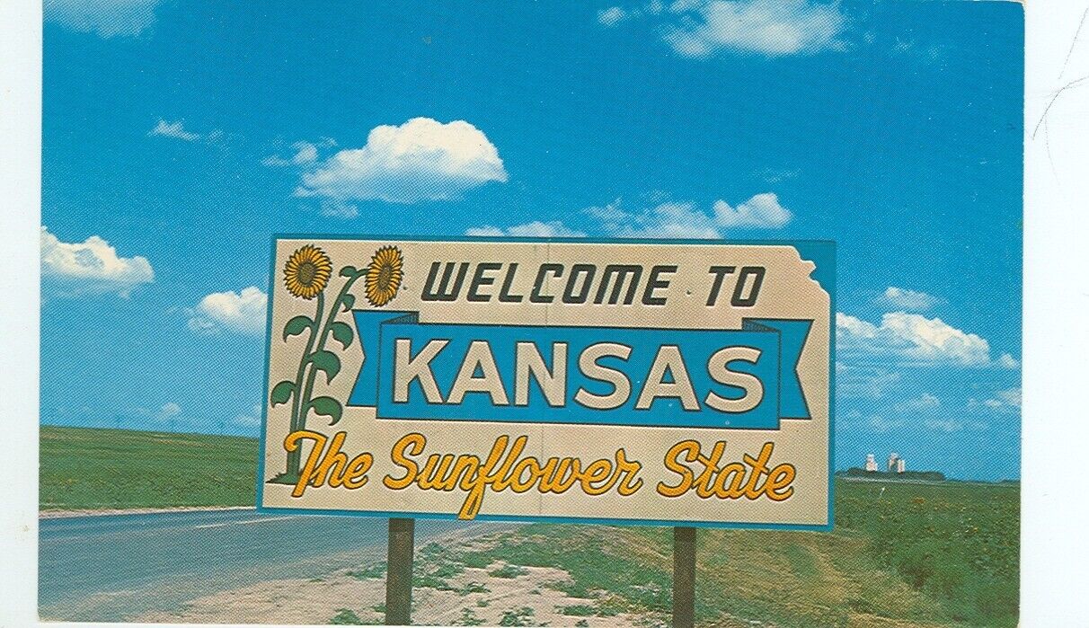 KANSAS-WELCOME TO KANSAS-SUNFLOWER STATE-SIGN-#S14417-7--(KS-MISC*)