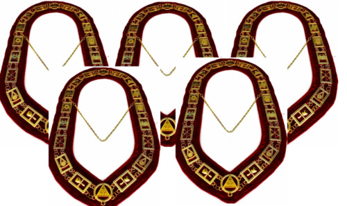 Masonic Regalia Royal Arch gold Chain Collar Red Lining Backing pack of 6