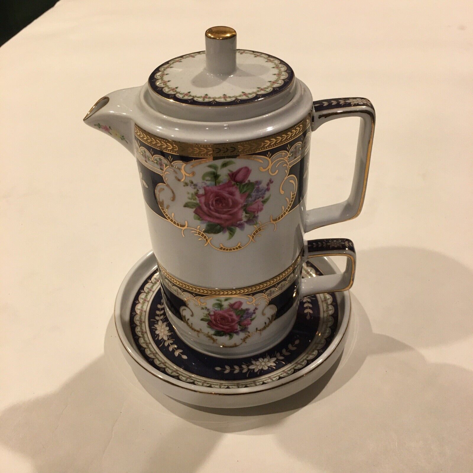 Vintage Sorelle Fine Porcelain 4 Piece Tea Set Multicolor & Floral Design