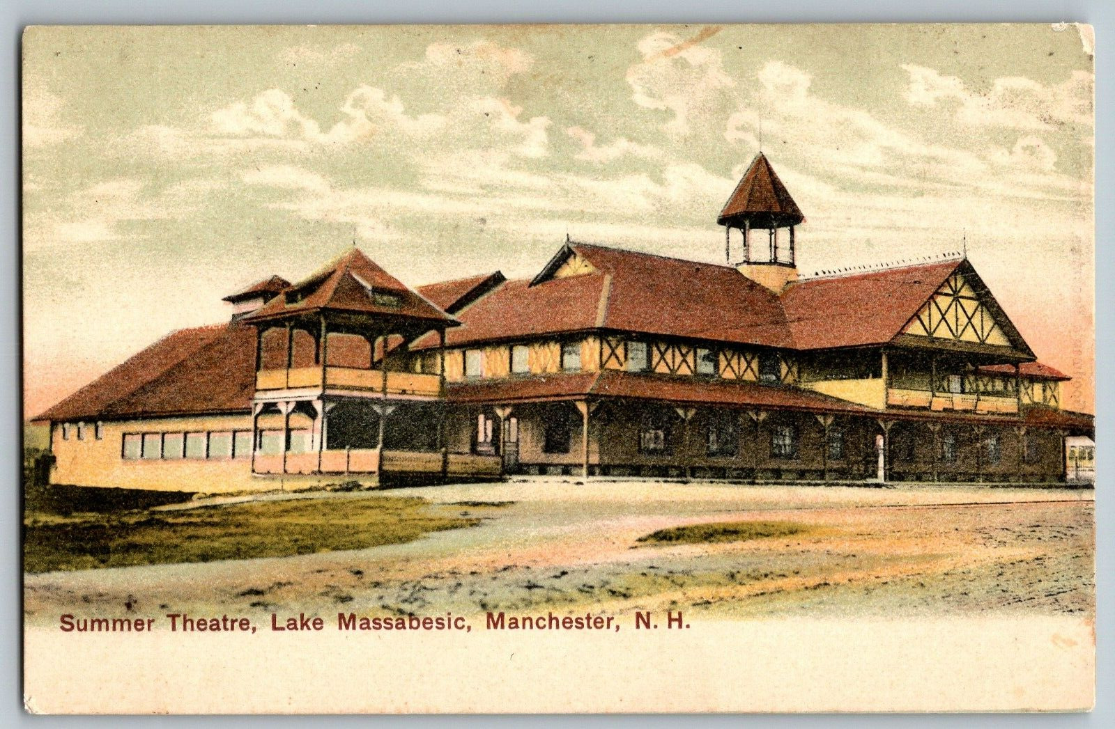 Manchester, NH - Summer Theatre, Lake Massabesic - Vintage Postcard - Posted