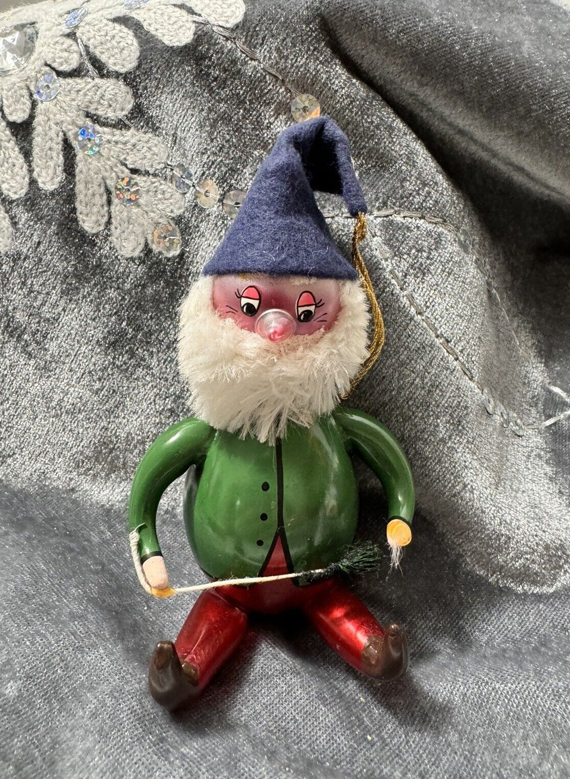 De Carlini Italian Art Glass Ornament Gnome Elf Pixie Vintage 1960s Christmas