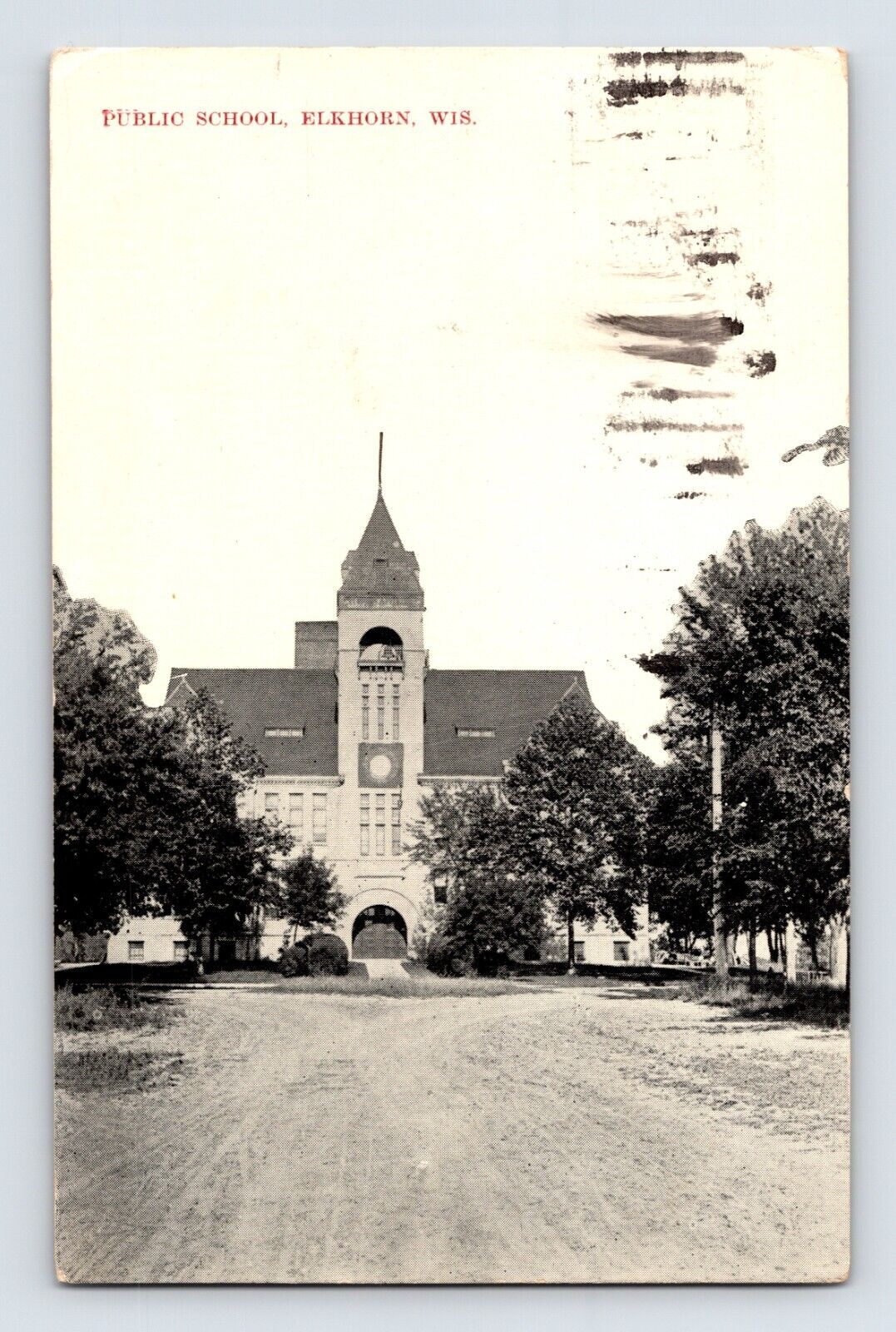 Postcard Wisconsin Elkhorn WI Public School 1910s Posted Divided Back