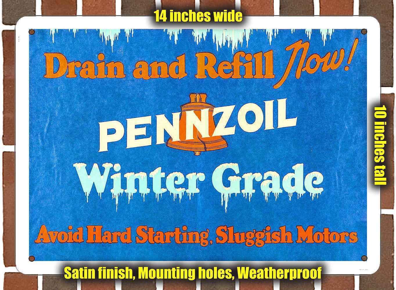 Metal Sign - 1946 Pennzoil Winter Grade Motor Oil- 10x14 inches